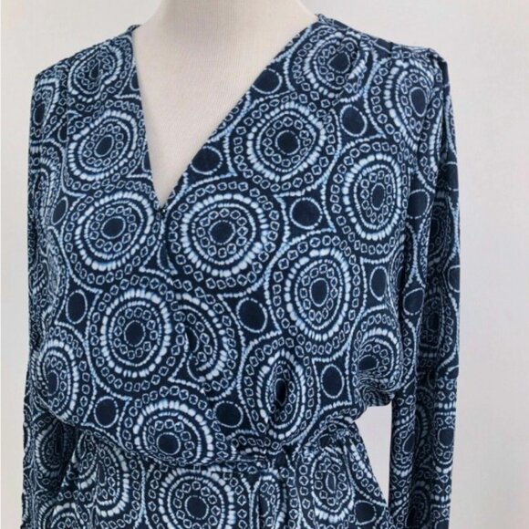 Michael Kors Blue White Medallion Print Blouse - Picture 3 of 5